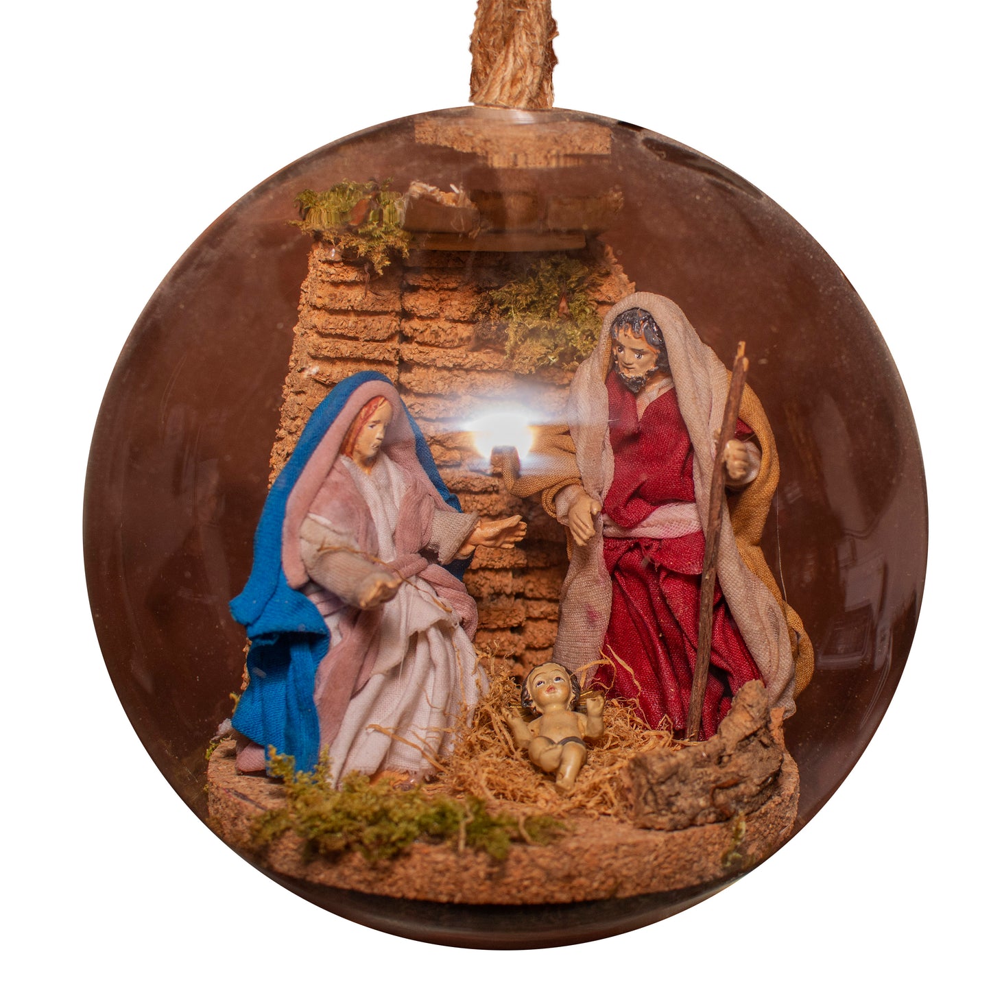 PRESEPE IN PALLA DI VETRO GRANDE COMPLETO PASTORI TERRACOTTA